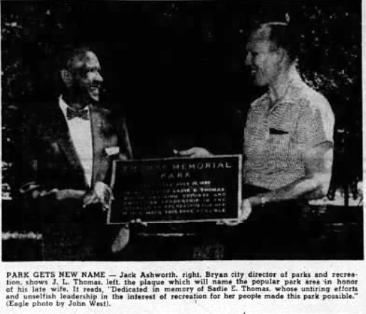 Sadie E. Thomas Memorial Park Dedication